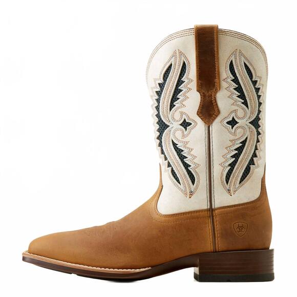 NEW ARIAT men's rowder venttek 360 western boots in marbled tan/white